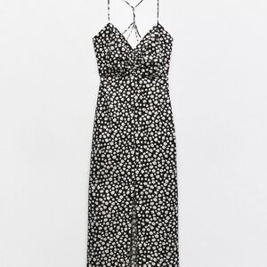 Zara Black and White Floral Maxi Dress